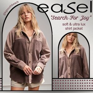 EASEL "Search For Joy" Quality Ultra Lux Super Soft Contrast Fabric Shirt Jacket